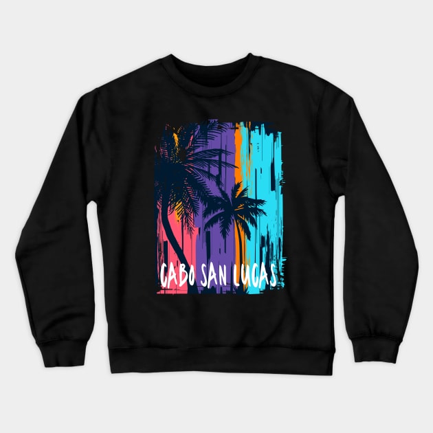 Cabo San Lucas Mexico Palm Tree Design Crewneck Sweatshirt by FilsonDesigns